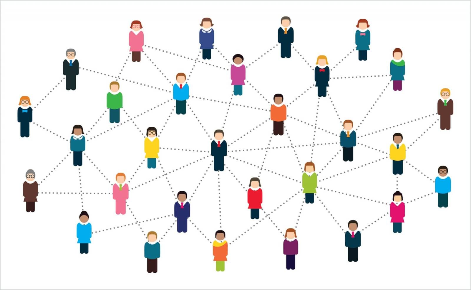 Illustration Menschen in Netzwerk verbunden