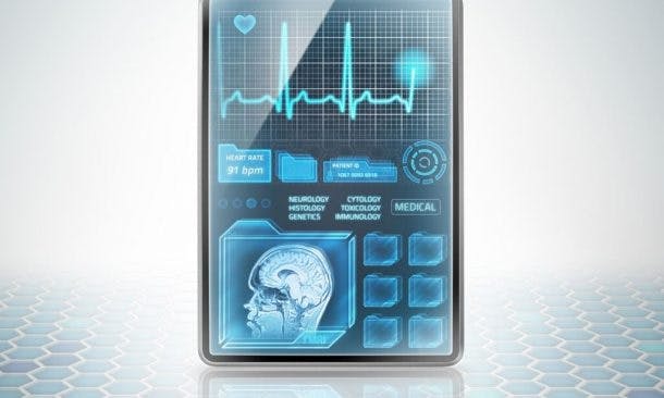 Futuristisches Tablet mit Gesundheitsinformationen