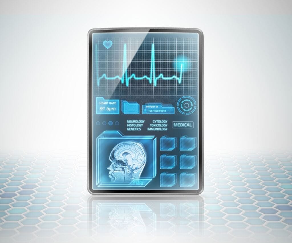 Futuristisches Tablet mit Gesundheitsinformationen