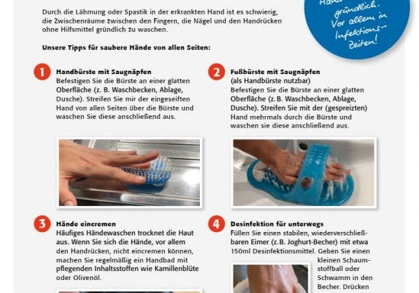 Tipps zur Händehygiene bei Halbseitenlähmung