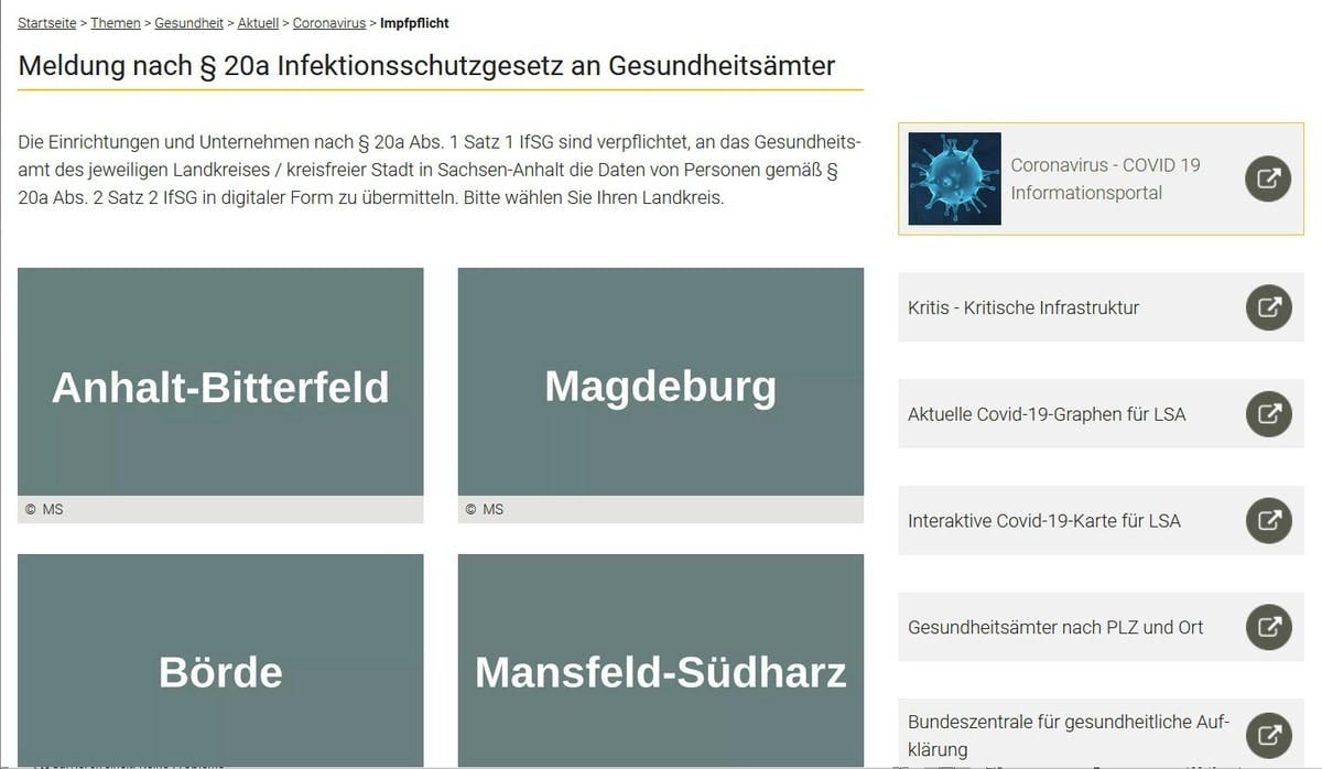 Sachsen-Anhalt schaltet Meldeportal zur einrichtungsbezogenen Impfpflicht frei